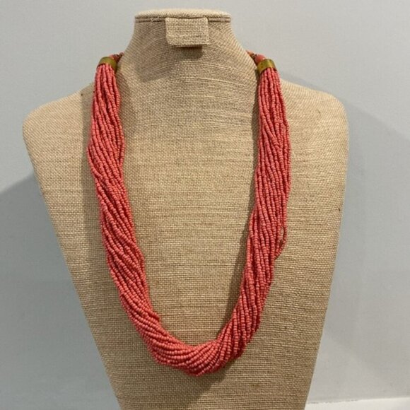 Pink beads Layered Necklace AB - Picture 2 of 6